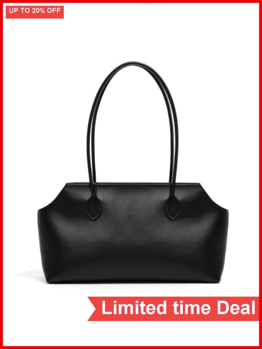 Large Black Faux Leather Tote Bag with Shoulder Straps for Women - Fashionable